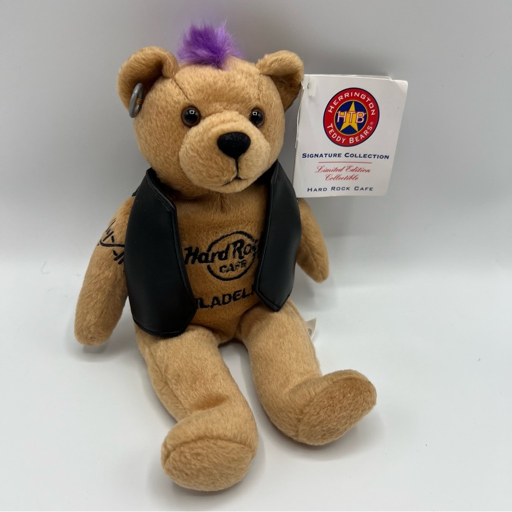 NWT 2008 Hard‎ Rock Cafe Philadelphia Herrington Teddy Bears Purple Mohawk
